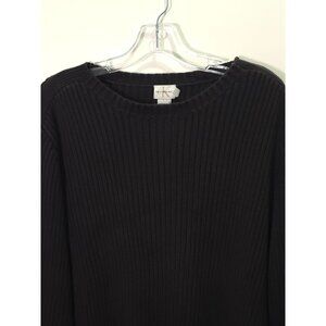 Calvin Klein Jeans Black Ribbed Cotton Sweater XL Long Sleeve Crewneck Men's